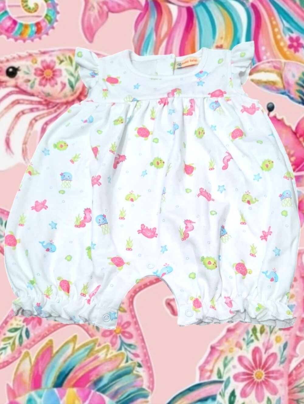 Baby Luigi Girl's "Under-the-Sea" Theme Bubble Romper